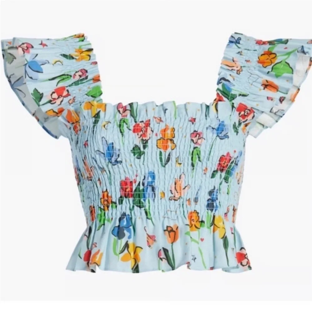 Hill House Blue Floral Ellie Shirt and Paz Skirt Set Size Large - Picture 2 of 4